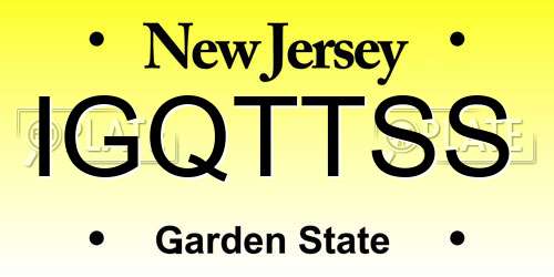IGQTTSS New Jersey License Plate