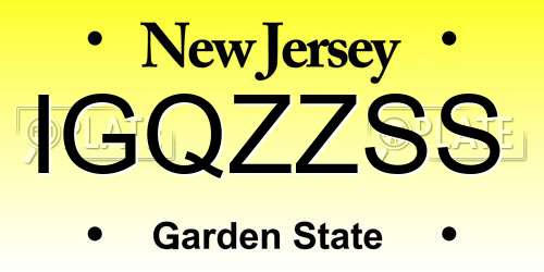 IGQZZSS New Jersey License Plate