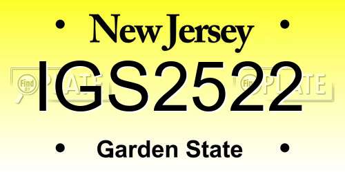 IGS2522 New Jersey License Plate