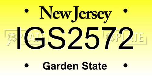 IGS2572 New Jersey License Plate