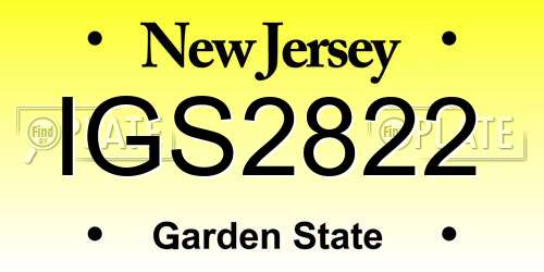 IGS2822 New Jersey License Plate
