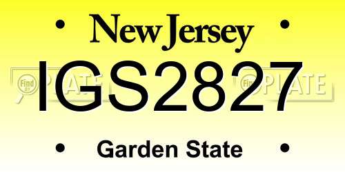 IGS2827 New Jersey License Plate