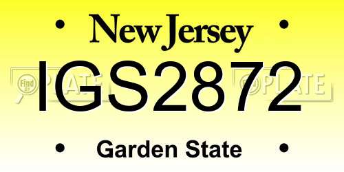 IGS2872 New Jersey License Plate