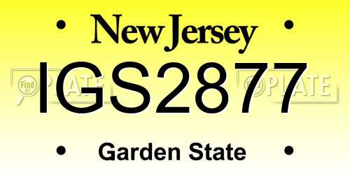 IGS2877 New Jersey License Plate