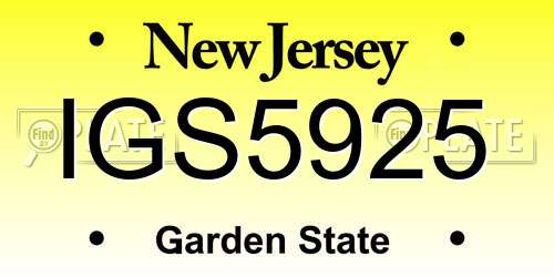 IGS5925 New Jersey License Plate