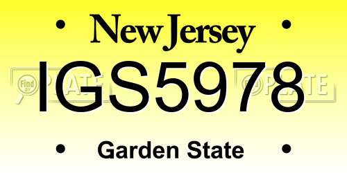 IGS5978 New Jersey License Plate