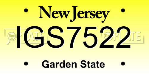 IGS7522 New Jersey License Plate