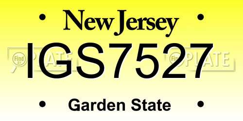 IGS7527 New Jersey License Plate