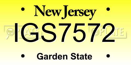 IGS7572 New Jersey License Plate