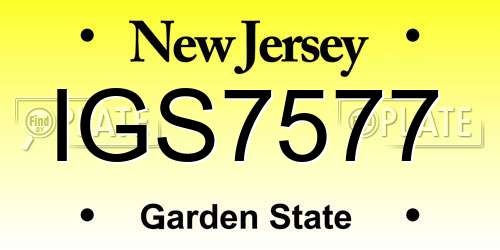 IGS7577 New Jersey License Plate