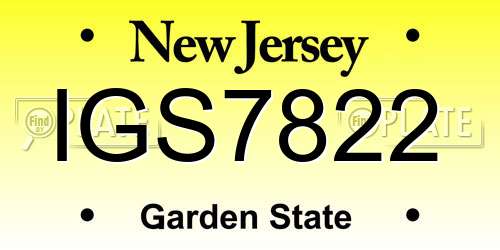 IGS7822 New Jersey License Plate