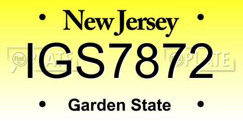 IGS7872 New Jersey License Plate