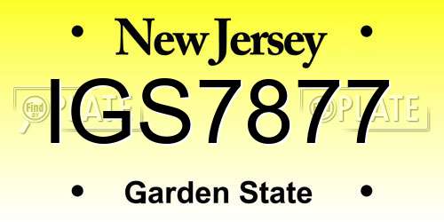 IGS7877 New Jersey License Plate