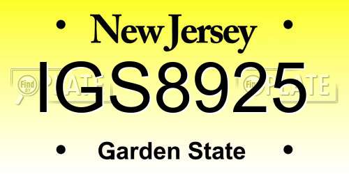IGS8925 New Jersey License Plate