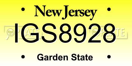 IGS8928 New Jersey License Plate