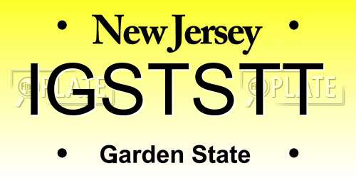 IGSTSTT New Jersey License Plate