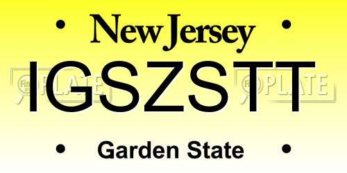 IGSZSTT New Jersey License Plate