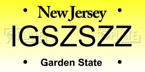 IGSZSZZ New Jersey License Plate