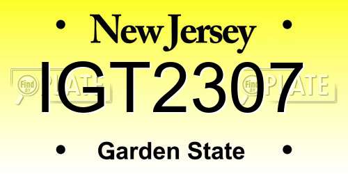 IGT2307 New Jersey License Plate