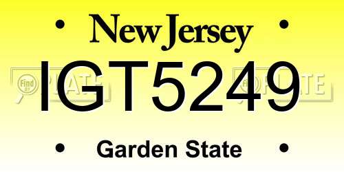 IGT5249 New Jersey License Plate