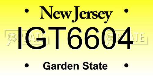 IGT6604 New Jersey License Plate
