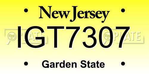 IGT7307 New Jersey License Plate