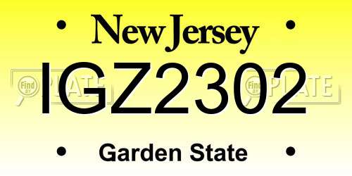 IGZ2302 New Jersey License Plate