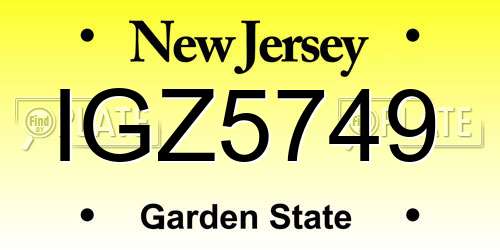 IGZ5749 New Jersey License Plate