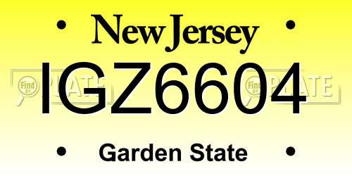 IGZ6604 New Jersey License Plate
