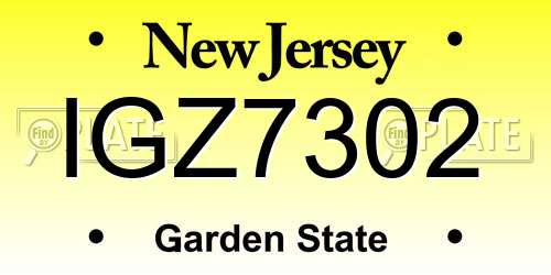 IGZ7302 New Jersey License Plate
