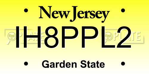 IH8PPL2 New Jersey License Plate