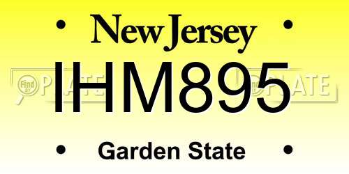 IHM895 New Jersey License Plate