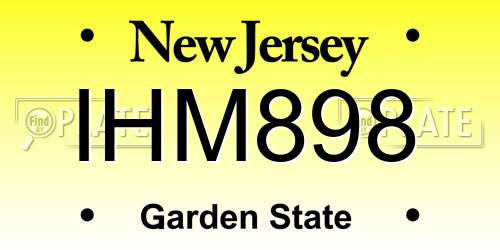 IHM898 New Jersey License Plate