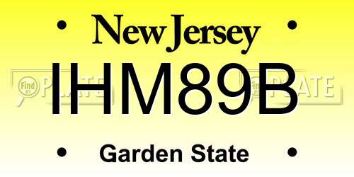IHM89B New Jersey License Plate