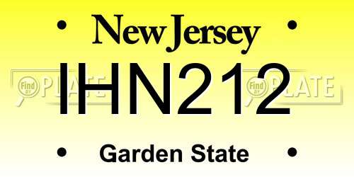 IHN212 New Jersey License Plate