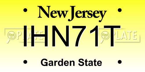 IHN71T New Jersey License Plate