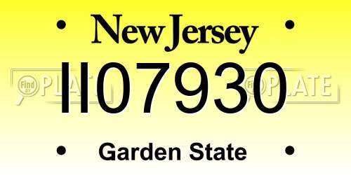 II07930 New Jersey License Plate