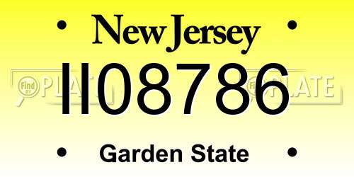 II08786 New Jersey License Plate