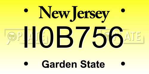 II0B756 New Jersey License Plate