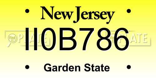 II0B786 New Jersey License Plate