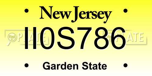 II0S786 New Jersey License Plate