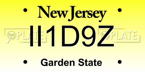 II1D9Z New Jersey License Plate