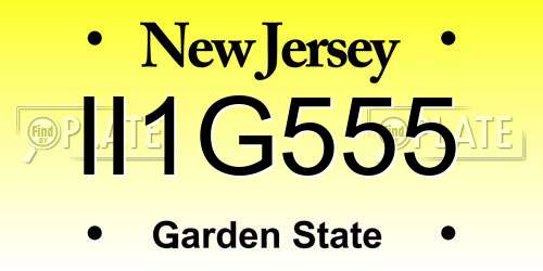 II1G555 New Jersey License Plate