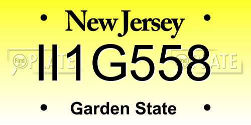 II1G558 New Jersey License Plate