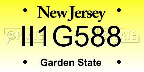 II1G588 New Jersey License Plate