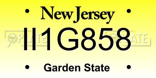II1G858 New Jersey License Plate