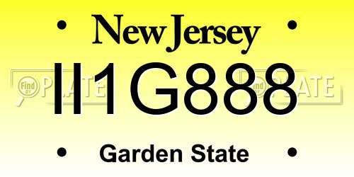 II1G888 New Jersey License Plate