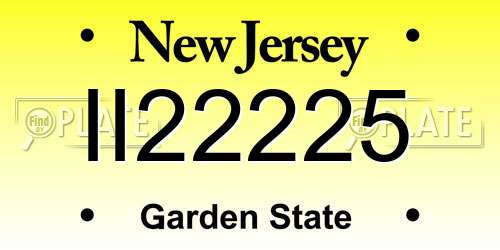 II22225 New Jersey License Plate