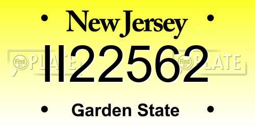 II22562 New Jersey License Plate