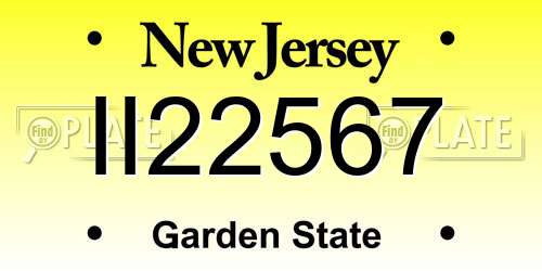 II22567 New Jersey License Plate